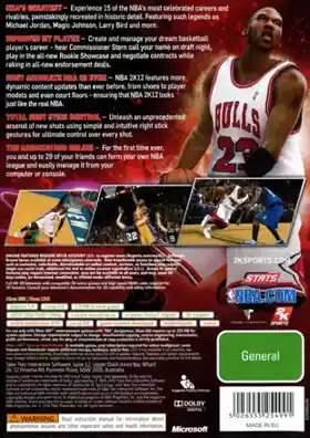 NBA 2K12 (USA) box cover back